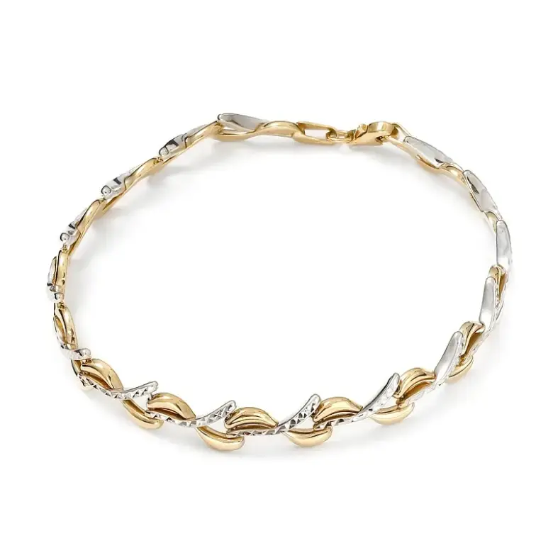 Bransoletka złota z dwukolorowych elementów Bransoletka złota z dwukolorowych elementów